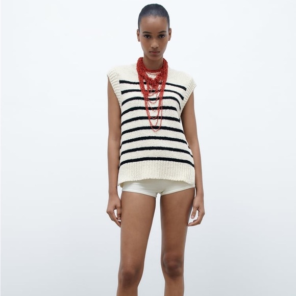 Zara Striped Knit Vest - Picture 1 of 7